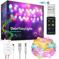 Умная светодиодная гирлянда Tuya WiFi 10 м 66 фонариков, Fairy Lights новогодняя смарт LED RGB для елки