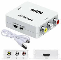 Перехідник конвертер MINI HDMI2AV (HDMI / 3RCA) 1080p (в коробці)