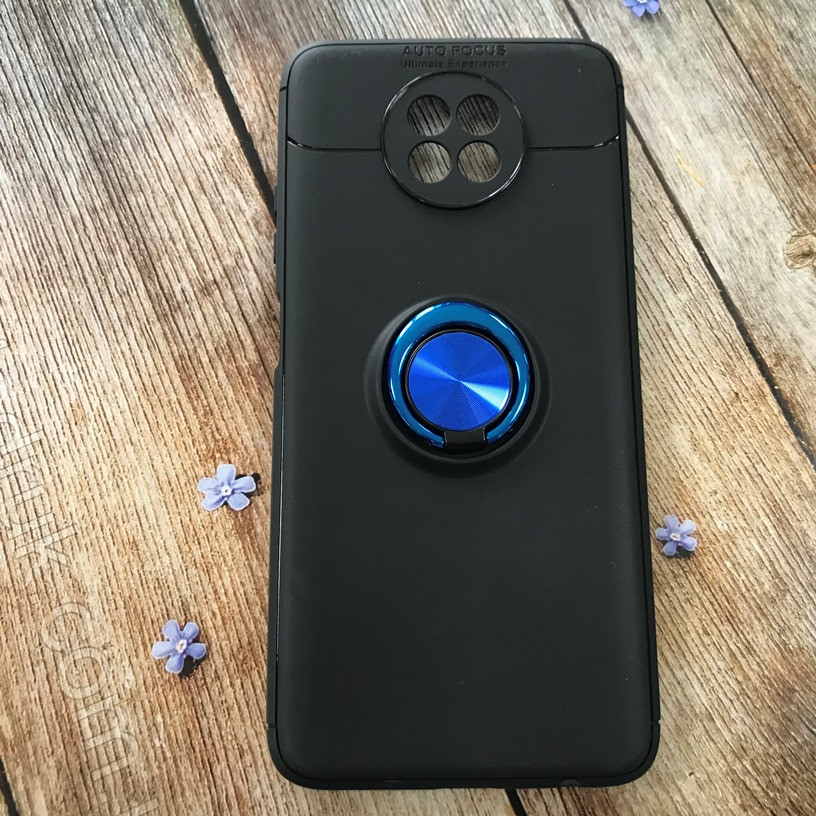Накладка для Xiaomi Redmi Note 9T- TPU Deen ColorRing під магнітний тримач чорний з синім, фото 1