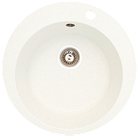 Кам'яна кухонна мийка біла, гранітна мийка для кухні білого кольору із штучного каменю врізна кругла
