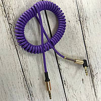 AUX кабель (3.5mm/1.5м) кутовий пружина (2m)- бузковий
