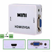 Перехідник конвертер Mini HDMI2VGA (HDMI / VGA) (розширення 1080р)