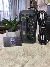 Мережевий фільтр живлення 3 розетки 4 USB + 1 Type-C подовжувач F09U 2м, фото 4