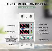 Реле защита напряжения и тока TOMZN TOVPD1-60-EC 220V 63А барьер