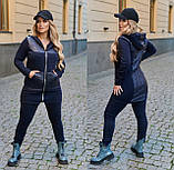 Жіночій прогулянковий костюм батал в спортивному стилі з капюшоном на довгій кофті (р.48-62). Арт-2304/42, фото 2