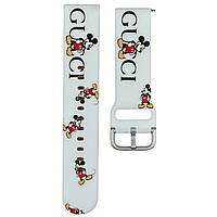Ремінець Xiaomi Amazfit/Samsung 20mm  Gucci- силіконовий з малюнком білий