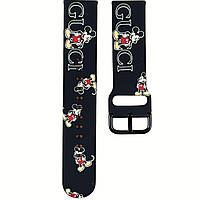 Ремінець Xiaomi Amazfit/Samsung 20mm  Gucci- силіконовий з малюнком чорний