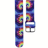 Ремінець Xiaomi Amazfit/Samsung 20mm Print- силіконовий з малюнком синє-червоний