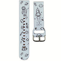 Ремінець Xiaomi Amazfit/Samsung 20mm космос- силіконовий з малюнком білий