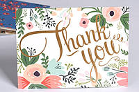 Мини открытка с тиснением "Thank you" 10,5х14 см