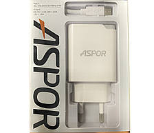 Мережевий зарядний пристрій Aspor A822 Fast Charger (18W QC3.0 1USB/3A) + USB кабель Micro- білий