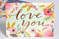 Мини открытка с тиснением "Love you" 10,5х14 см