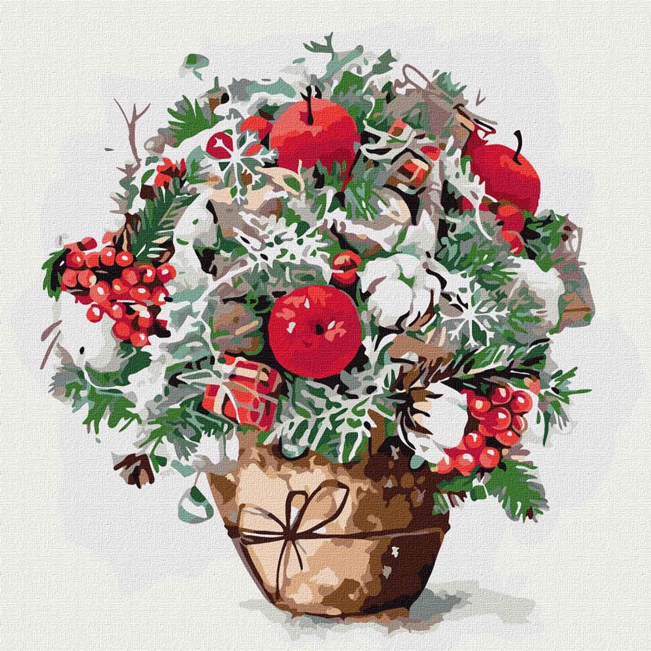 Картина за номерами Букети "Яблунев 40*40 см Ідейка KHO 3026