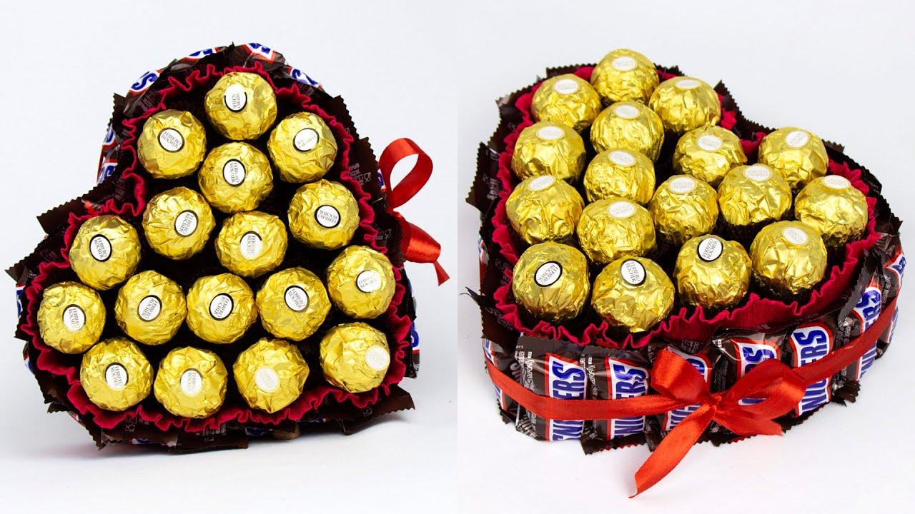 Серце з цукерок Ferrero Rocher і Snickers солодкий подарунок, фото 1