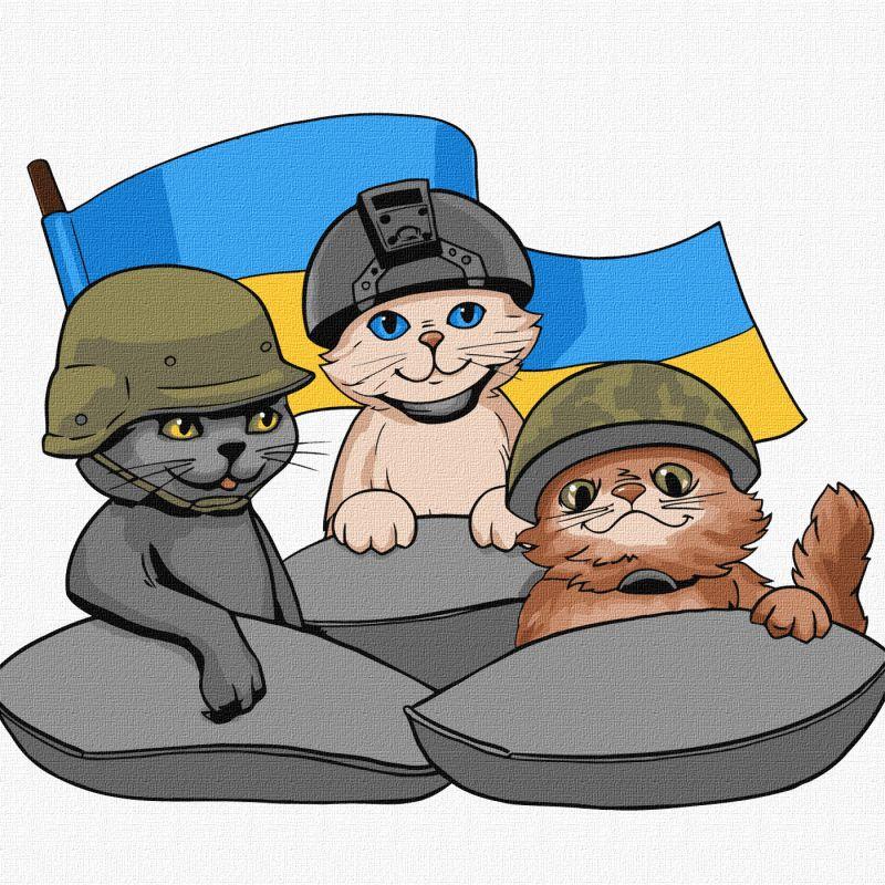 Картина за номерами "Пухнаста оборона" 30*30 см Ідейка KHO 4389 pbn-p