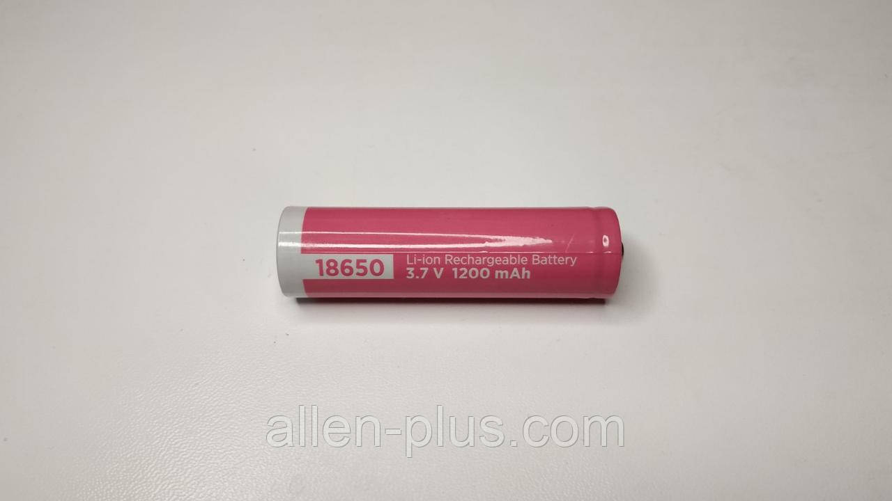 Акумулятор 18650 Li-Ion 1200mAh без захисту, опуклий плюс, реальна ємність