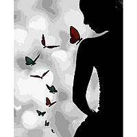 Картина по номерам Strateg ПРЕМИУМ Бабочки на теле с лаком и уровнем размером 40х50 см (SY6781)