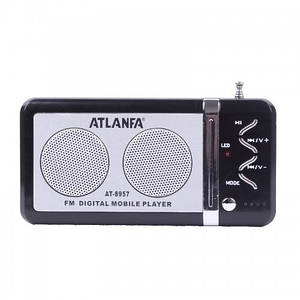 Портативний радіоприймач, колонка з USB+SD+FM,  Atlanfa AT-8957, 2-динаміка Чорний