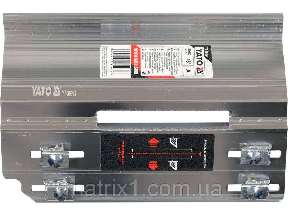 Шаблон для зняття фаски в керам. плитках YATO під кут 45°, 250х170