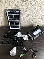 Система автономного освещения с солнечной Панелью+Фонарь+Лампы GD-8017+Переходники | Гарантия