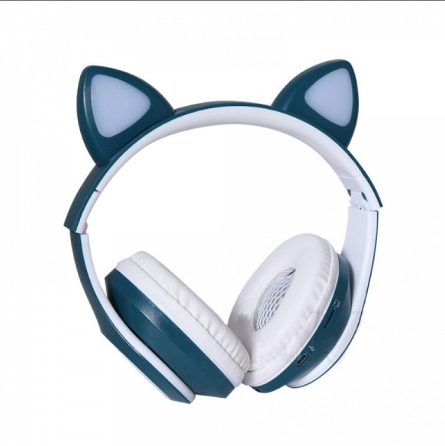Навушники Bluetooth з котячими вушками TUCCI CT930 LED Dark Blue