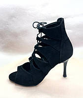 Туфли женские для танцев "Ника-2" натуральная черная замша (Хай Хилс)