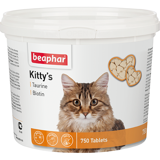 Кормова добавка для котів з біотином і таурином Beaphar Kitty's + Taurine-Biotine 180 табл - фото 1 - id-p1738552336