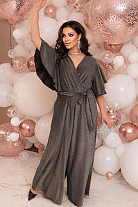 Жіночий комбінезон брючний вечірній великих розмірів Плам графіт