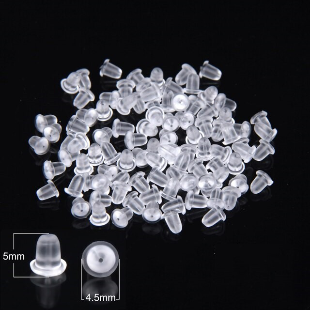 Заглушка для сережок гвоздиків Finding Конічна кругла форма Напівпрозорий білий 5 мм x 4.5 мм, фото 1