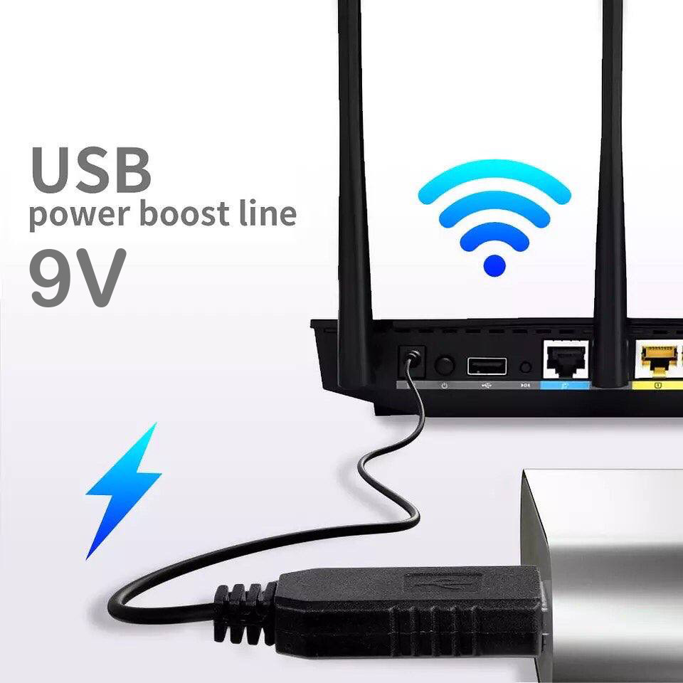 Кабель живлення 9V (Вольт) для WiFi роутера USB-DC, для під'єднання до Power Bank, дріт для роутера
