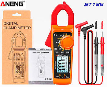 ANENG ST185, струмові кліщі, AC 200A, напруга AC/DC 600В, опір: 40 Ом, ємність: 40мФ, NCV