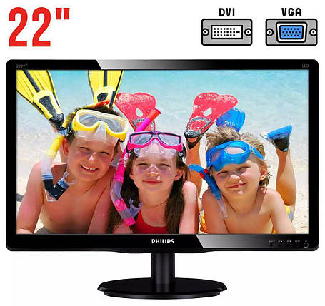 Монітор Philips V-line 220V4L/2" (1680x1050) TN/DVI, VGA, Audio/VESA 100x100/ Вбудовані колонки 2x 2W, фото 2