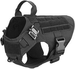 Шлея для собак Harness K9 Long, тактичний жилет з ручкою, Чорний