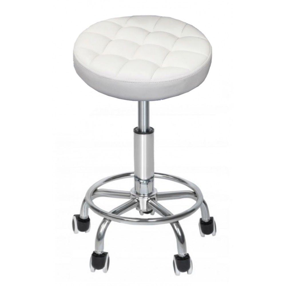 Барный стул для барной стойки без спинки круглый на кухню кресло барное высокое экокожа B-496 белый - фото 1 - id-p1738784753