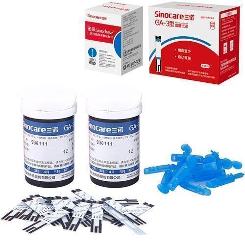 50 тест-смужок та 50 ланцетів голок для глюкометра Sannuo GA-3, витратні матеріали, сумісні з іншими моделями