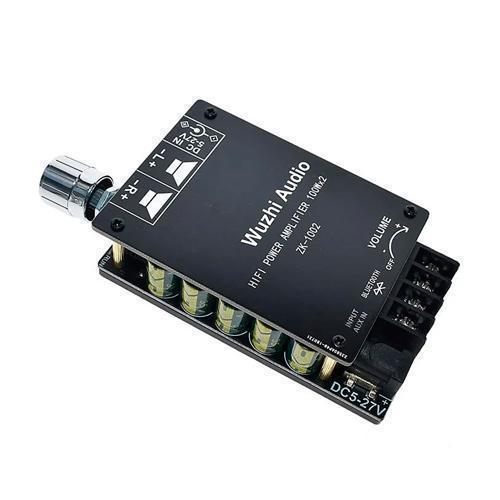 Аудіо підсилювач потужності звуку HiFi 2x100Вт Bluetooth 5.0 TPA3116, ZK-1002, 2-канальний, захист від перегріву