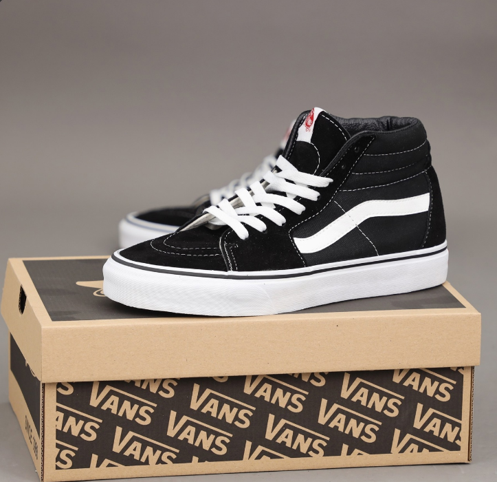 Високі кеди Vans Sk8-Hi Mid black Ванс СК-8 демісезонні чорно білі текстиль замш чоловічі жіночі підліткові унісекс