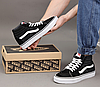 Високі кеди Vans Sk8-Hi Mid black Ванс СК-8 демісезонні чорно білі текстиль замш чоловічі жіночі підліткові унісекс, фото 5