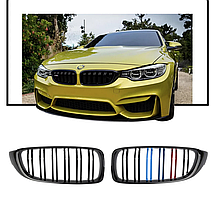 Решітка ноздрі BMW (БМВ) 4 series F32, F33, F36, F80, F82 (2013-2021) Глянець 2 ребра M-color, фото 4