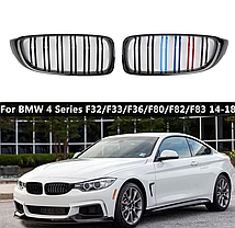 Решітка ноздрі BMW (БМВ) 4 series F32, F33, F36, F80, F82 (2013-2021) Глянець 2 ребра M-color, фото 6