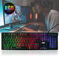 Клавиатура с подсветкой UKC Backlight Keyboard ZYG-800 Черная, мембранная клавиатура игровая светящаяся (NS)