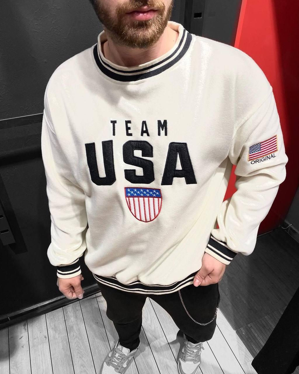 Чоловіча кофта світшот Team USA M1274 біла L, фото 1