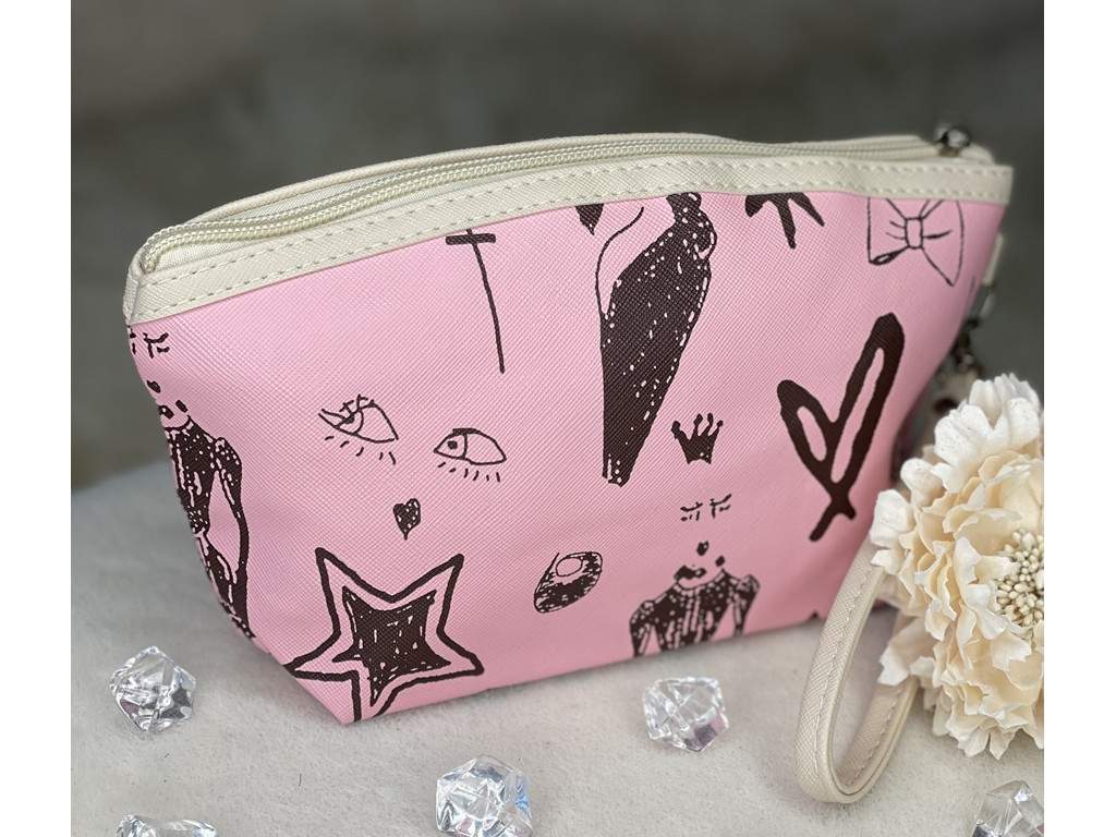 ❤️Косметичка жіноча дорожня, стильна, на блискавці Рожева, фото 1