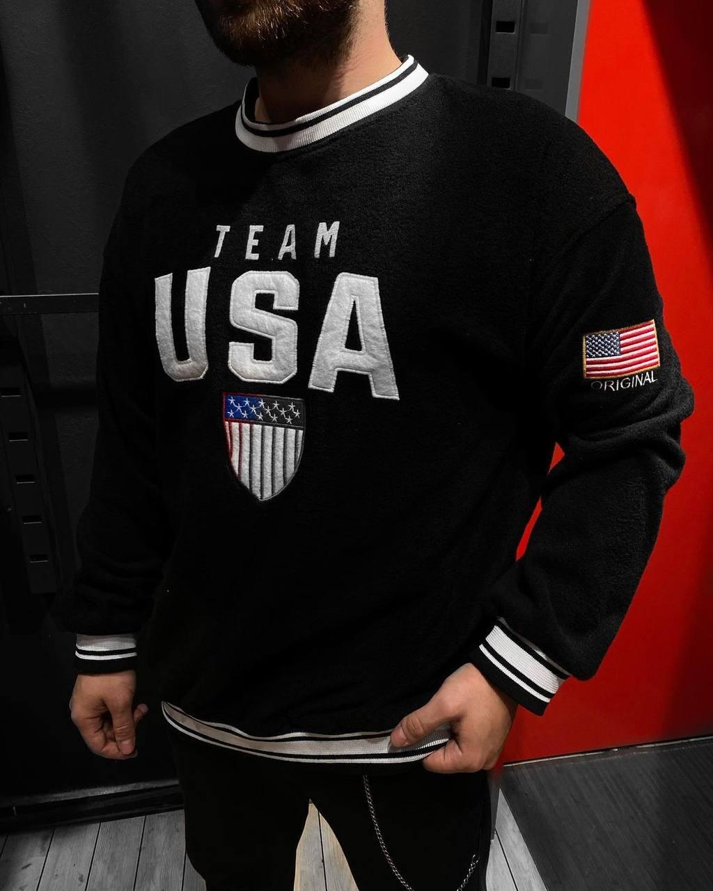 Чоловіча кофта світшот Team USA M1276 чорна S, L, фото 1