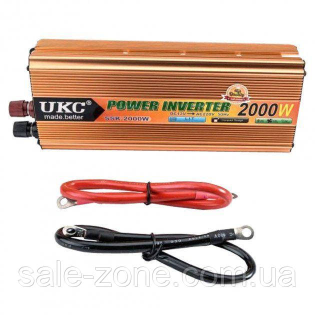 Універсальний інвертор AC/DC UKC SSK-2000W/220В + USB перетворювач напруги