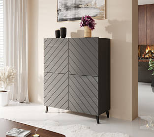 Комод 100 4Д у спальню, вітальню Abeto сірий глянець Cama meble