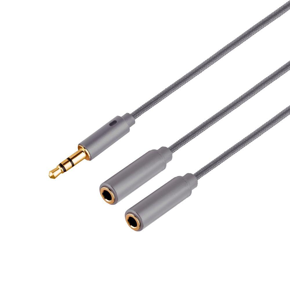 Aux Cable Splitter 3.5мм M /F 2х3.5мм (сірий) Арт.39539