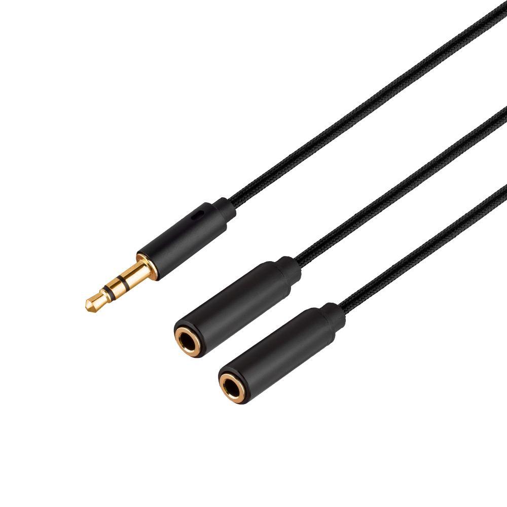 Aux Cable Splitter 3.5мм M /F 2х3.5мм (чорний) Арт.39540