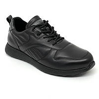 Мужские черные кожаные кроссовки на шнуровке Мида весна-осень 112225(220) размер 40