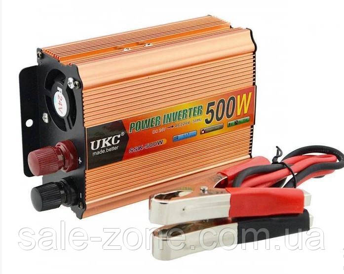 Автомобільний інвертор AC/DC UKC SSK-500W/220В + USB Перетворювач напруги